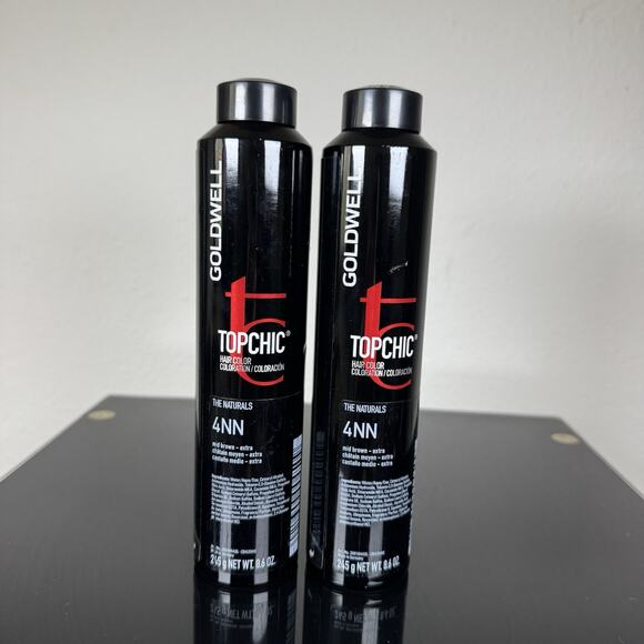 Lot Of 2 Goldwell Topchic Hair Color CAN 8.6 oz 4NN mid brown 250ml - Picture 1 of 7